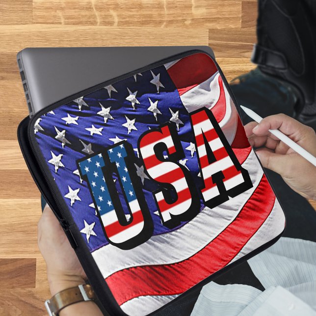 Capa Para Notebook EUA - Bolsa de laptop do American Flag Neoprene (USA - American Flag Neoprene Laptop Sleeve)
