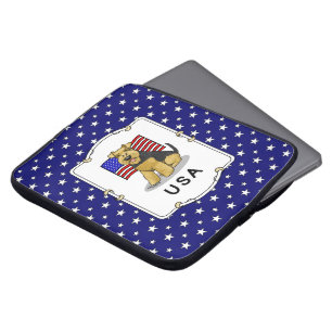 Capa Para Notebook EUA Flag Welsh Terrier Dog - Cute