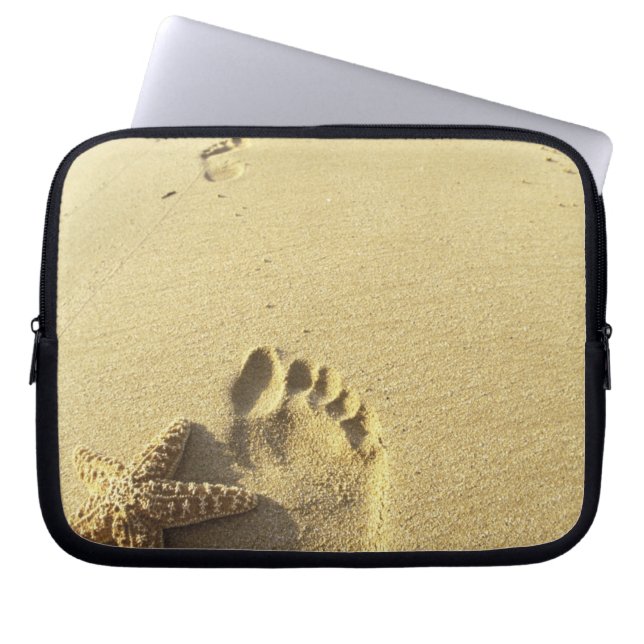Capa Para Notebook EUA, Havaí, Maui, Praia de Makena, Pegada e (Frente)