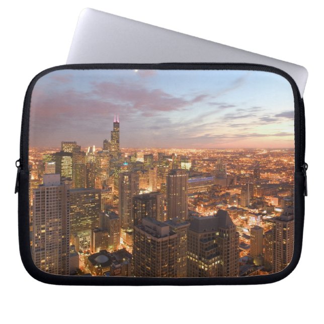Capa Para Notebook EUA, Illinois, Chicago: Vista da Noite do Loop (Frente)