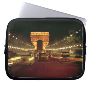 Capa Para Notebook Europa, França, Paris. Tráfego noturno intenso