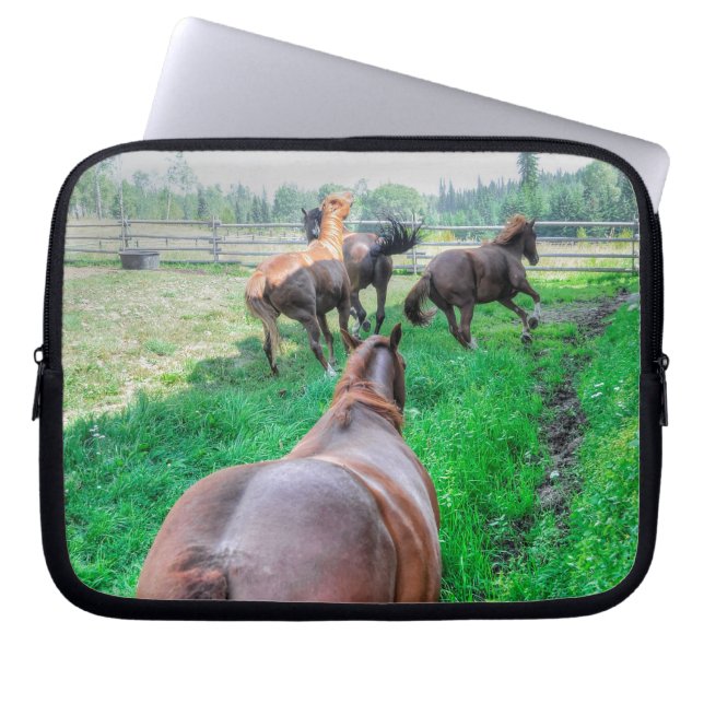 Capa Para Notebook Executando Pinto Pintor Gelding & Chestnut Stallio (Frente)