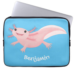 Capa Para Notebook Exolotl branco rosa feliz