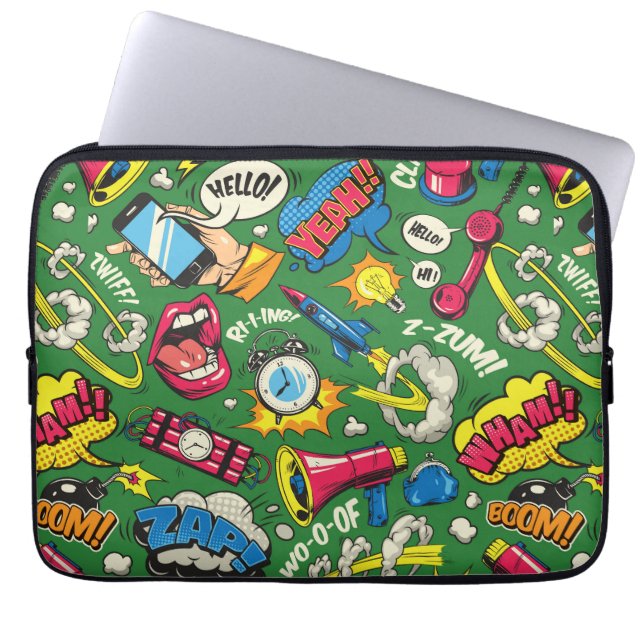 Capa Para Notebook Explosão de Arte Retrorna-Pop - Quadrinhos Vibrant (Frente)