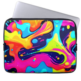 Capa Para Notebook Explosão de Cor Líquida Caos Neon