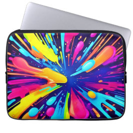 Capa Para Notebook Explosão de pintura neon na Canvas escura