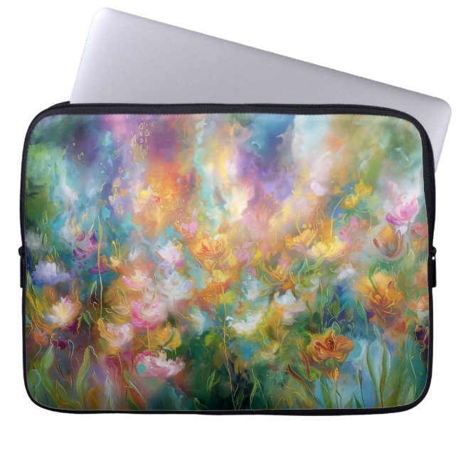 Capa Para Notebook Explosão floral cósmica abstrata em cores pastéis (Frente)
