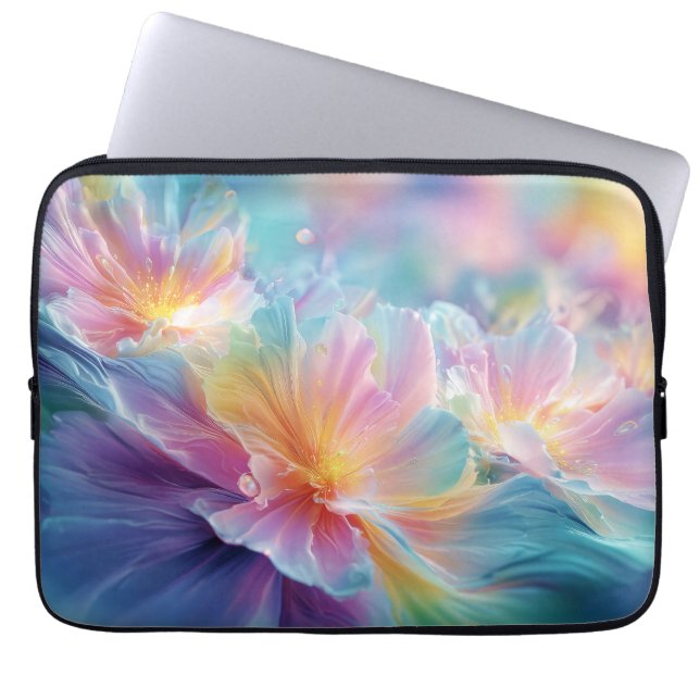 Capa Para Notebook Explosão floral cósmica abstrata em pastel (Frente)