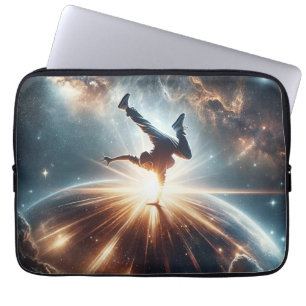 Capa Para Notebook Explosão Galáctica de Breakdance em Espaços Profun