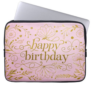 Capa Para Notebook Extraente elegante Dourado de aniversário luxuoso