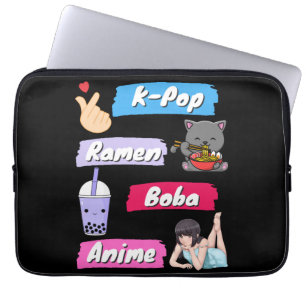 Capa Para Notebook Fã da Cultura Pop K-Pop, Ramen, Boba e Anime