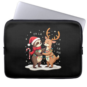 Capa Para Notebook Fa La La Llama Luzes de Natal Preguiça Montando Ll