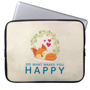 Capa Para Notebook Faça o que te faz feliz dormindo com corações