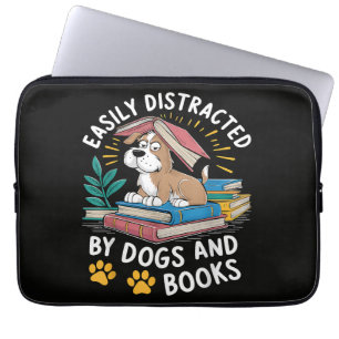Capa Para Notebook Facilmente Distraído por Cães e Livros Animais de