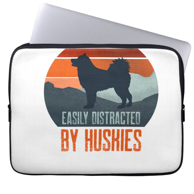 Capa Para Notebook Facilmente Distraído Por Huskies Passeando (Frente)