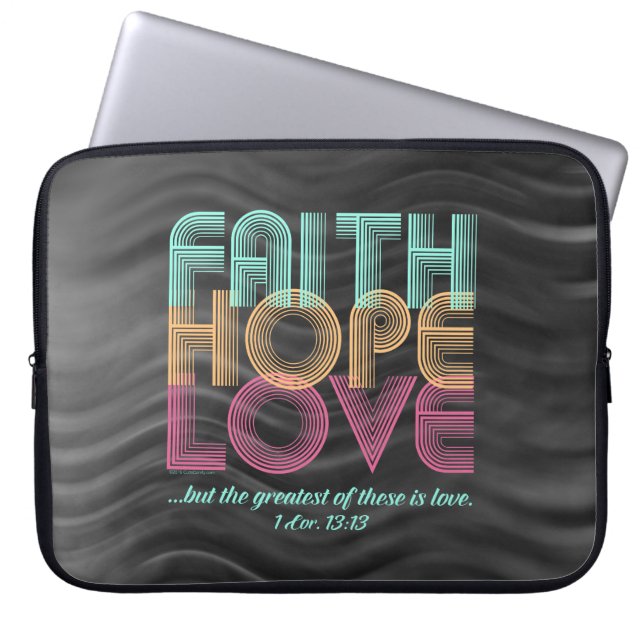 Capa Para Notebook Faith Hope ama Bíblia cristã Verso Retro (Frente)