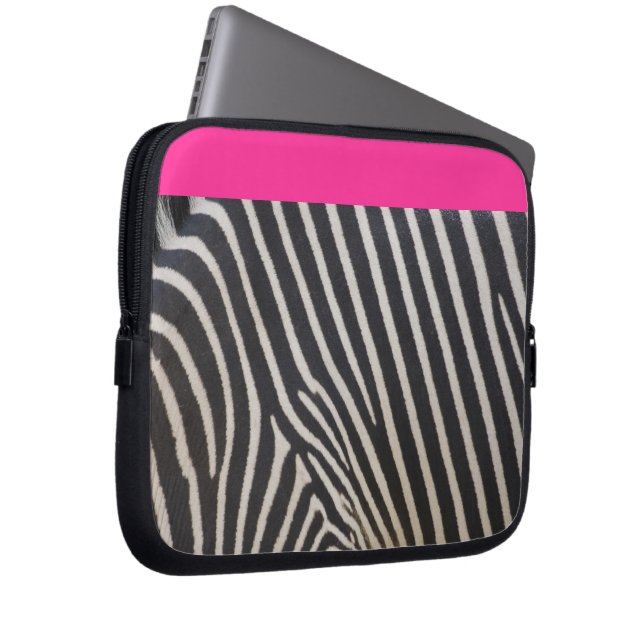 Capa Para Notebook faixa de zebra e rosa (Frente Esquerda)