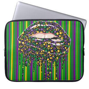 CAPA PARA NOTEBOOK FAIXAS AMARELAS VERDES, LÁBIOS COM DRIP