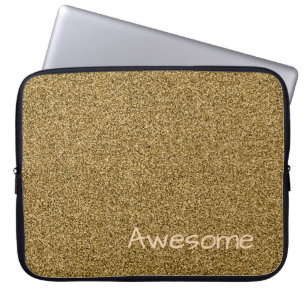 Capa Para Notebook Falha de brilho dourado de texto personalizado