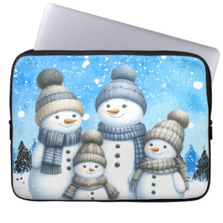 Capa Para Notebook Família bonitinha de neve na neve