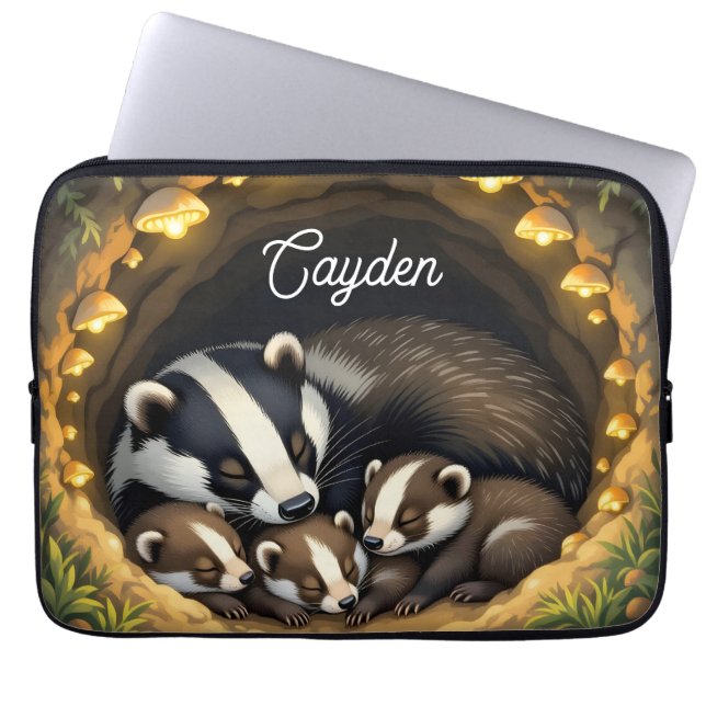 Capa Para Notebook Família de Badger Cute Personalizada (Frente)