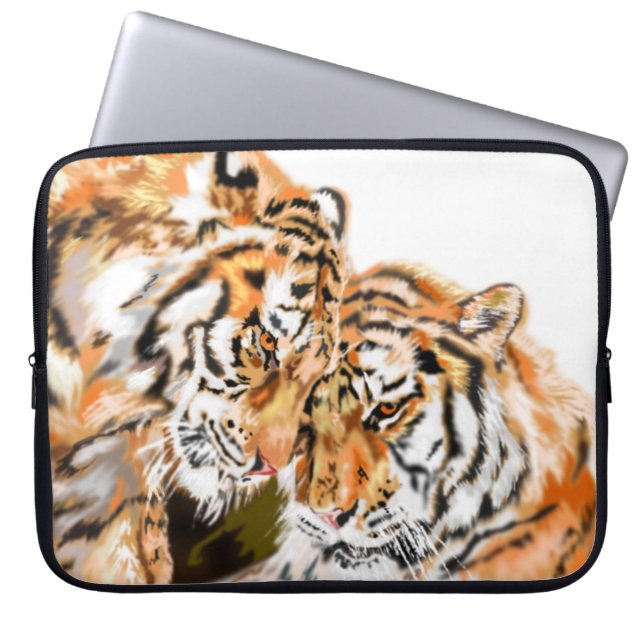 Capa Para Notebook Família de Bolsas de laptop de Casais Tigres (Frente)