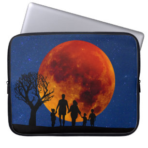 Capa Para Notebook Família de Eclipse Lunar de Lua Sanguínea