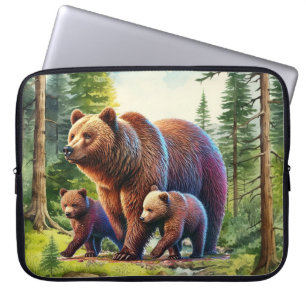 Capa Para Notebook Família de urso fofo floresta