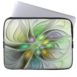 Capa Para Notebook Fantasia Flor Colorida Moderno Abstrato Fractal