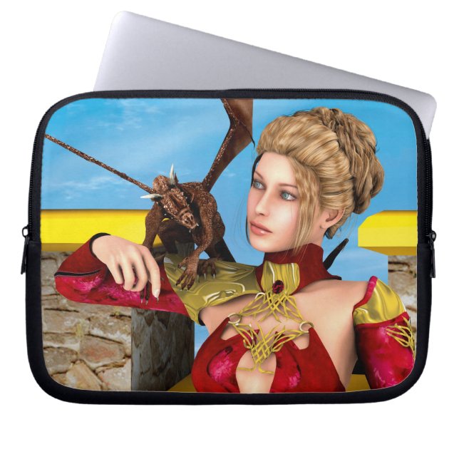 Capa Para Notebook Fantasia Princesa Dragão Arte Digital (Frente)