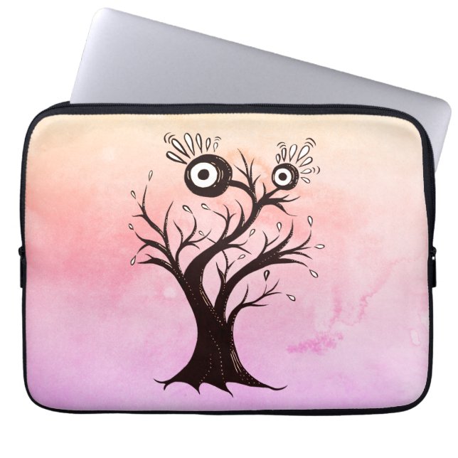 Capa Para Notebook Fantasia Rosa-Rosa-Arte-de-Árvore Louca (Frente)