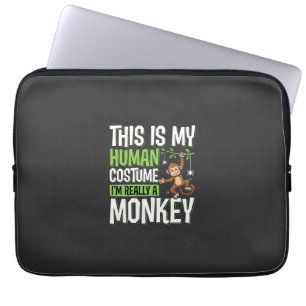 Capa Para Notebook Fantasias de Macaco Engraçado Vetor de Halloween