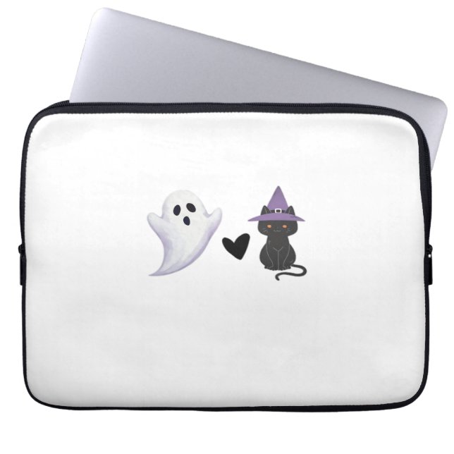 Capa Para Notebook Fantasma Adorável do Halloween Duo Amigável e Ca P (Frente)