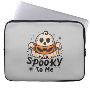 Capa Para Notebook Fantasma Bonita do Halloween Retro: Fale Estranho