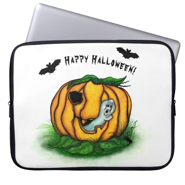 Capa Para Notebook Fantasma do Halloween, Bat, Ghost e Spider (Frente)