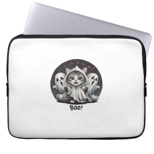 Capa Para Notebook Fantástico Ghost Cat Boo Halloween Animal Ghost Ga