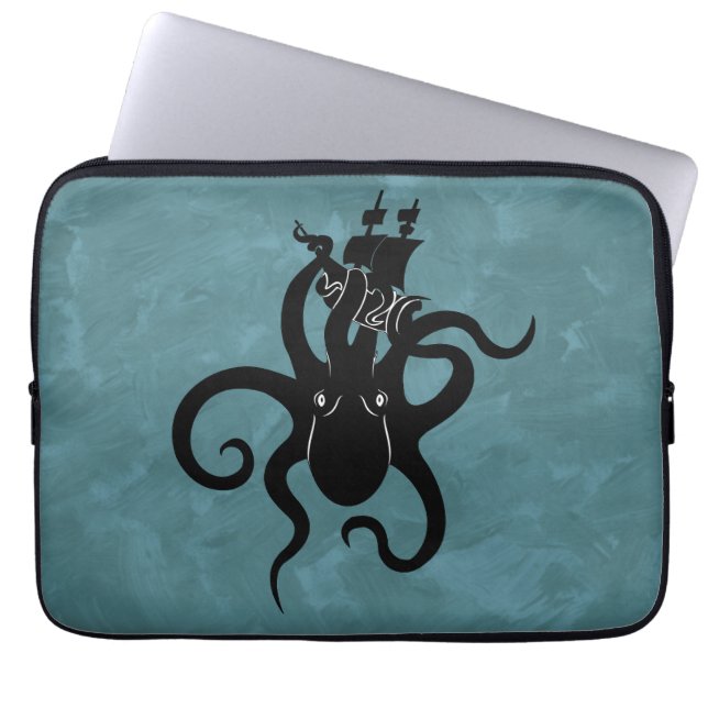 Capa Para Notebook Fantasy Black and Blue Kraken do Mar Profundo (Frente)