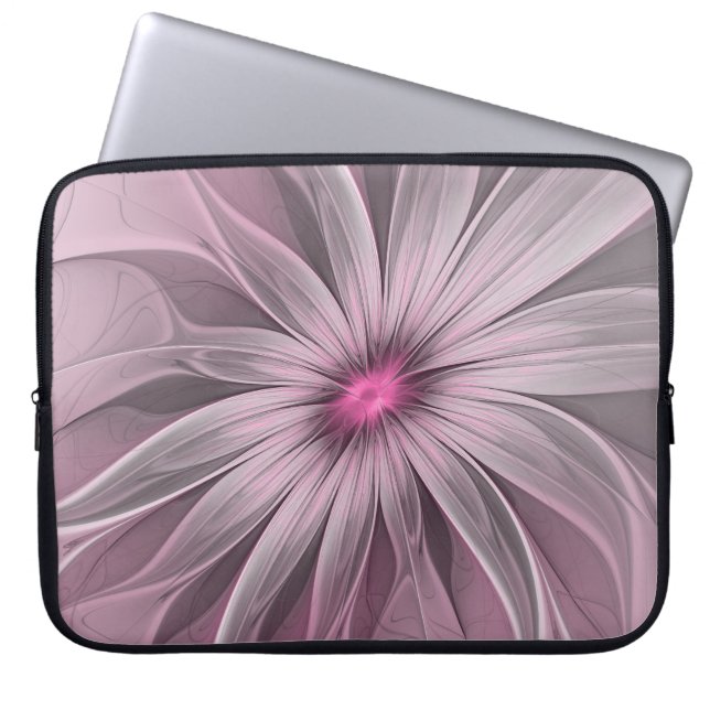 Capa Para Notebook Fantasy Flower Abstrato Plum Floral Arte Fractal (Frente)