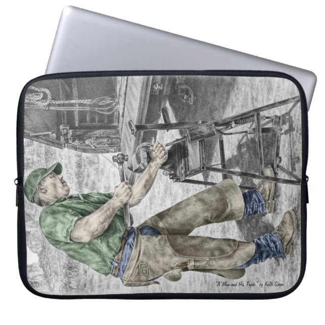 Capa Para Notebook Farrier Blacksmith Usando Anvil (Frente)