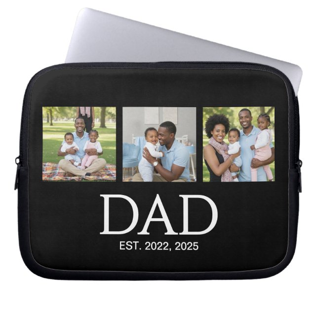 Capa Para Notebook Fathers Day Caps Black 3 Photo Dad Established  (Frente)