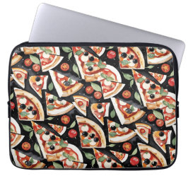 Capa Para Notebook Fatias De abstrato Pizza Num Fundo Preto