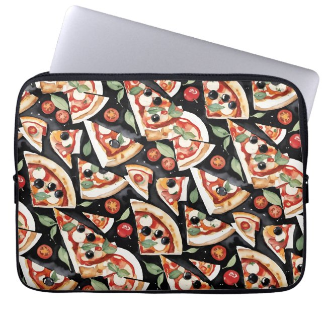 Capa Para Notebook Fatias De abstrato Pizza Num Fundo Preto (Frente)