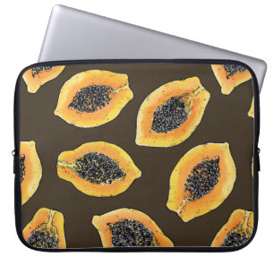 Capa Para Notebook Fatias de Papaya em castanho escuro