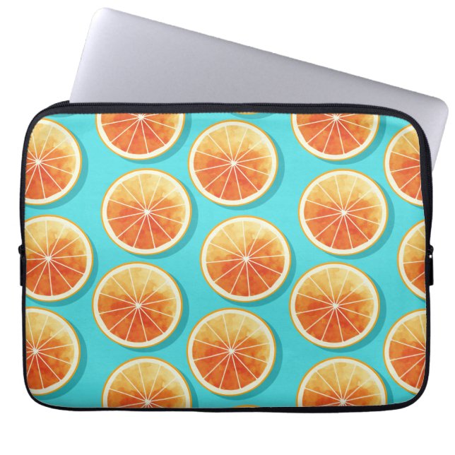 Capa Para Notebook Fatias Laranja no Azul (Frente)