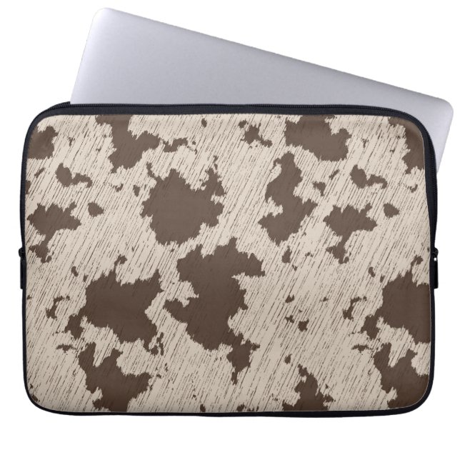 Capa Para Notebook Faux Cow Impressão Brown and Cream (Frente)