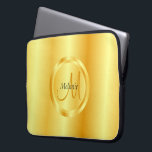 Capa Para Notebook Faux Dourado Elegante Moderno Monograma Trendy Mod<br><div class="desc">Eletrônicos de tendências de monograma moderno Elegante Dourado Faux Bag / Bolsa de laptop.</div>