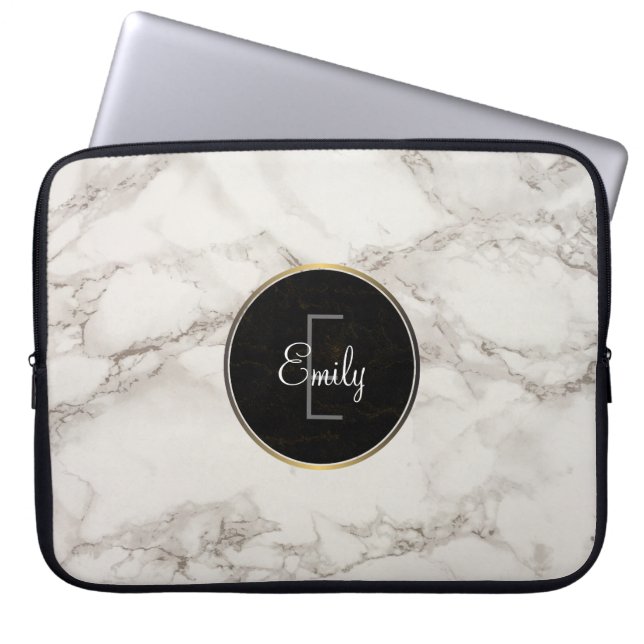 Capa Para Notebook Faux Marble Alabaster Taupe Tan Personalizado Mode (Frente)