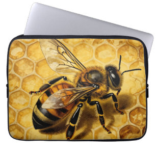 Capa Para Notebook Favo de Mel Abelha Dourado Natureza