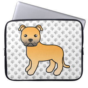 Capa Para Notebook Fawn English Staffie Cute Cartoon Dog & Paws