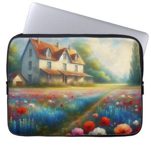 Capa Para Notebook Fazenda em um campo de flores